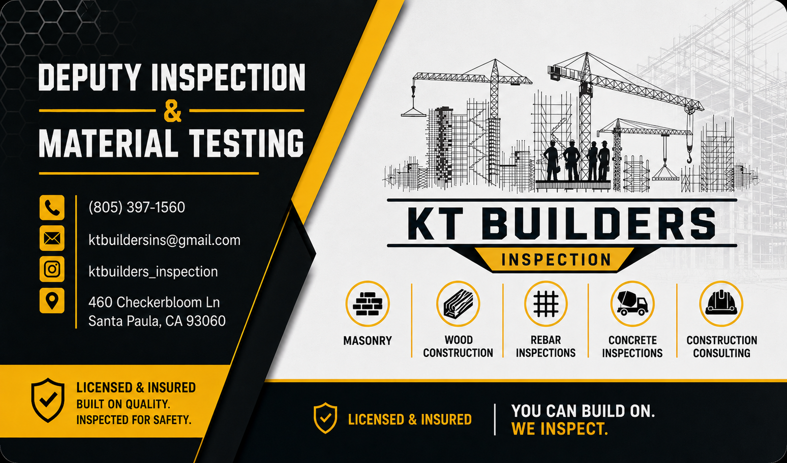 KT Builders Inspection services and contact information